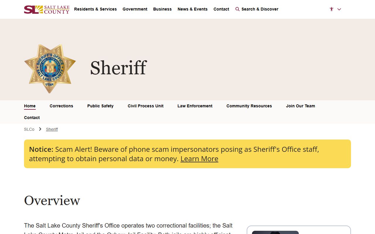 Draper felony records Salt Lake County Sheriff Office page