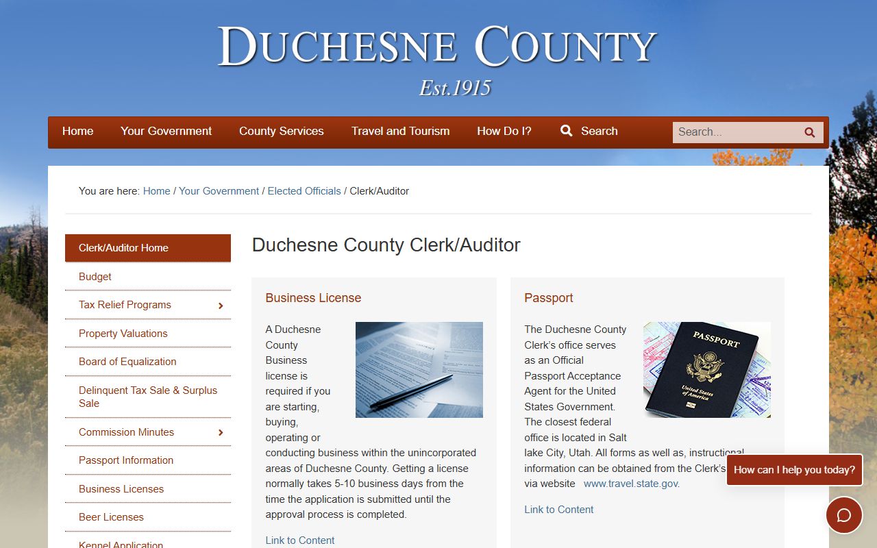 Duchesne County felony records clerk auditor page