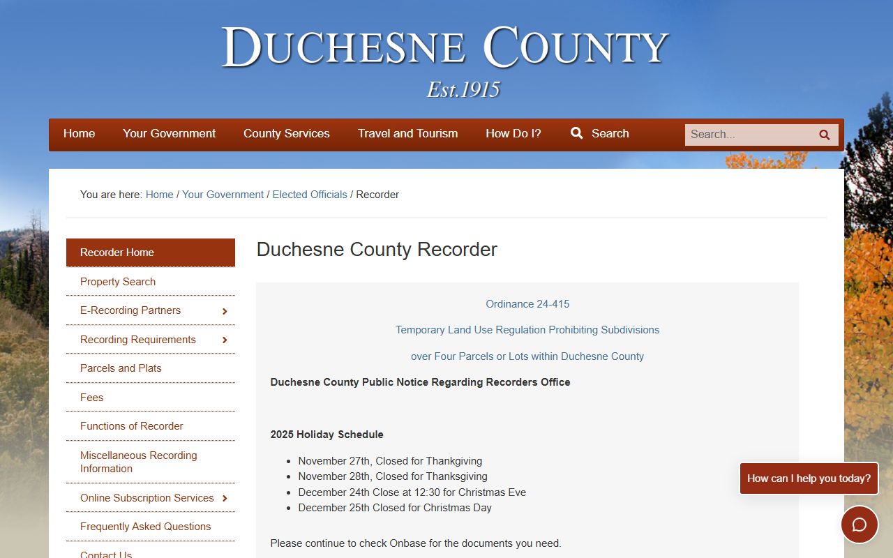 Duchesne County felony records recorder page