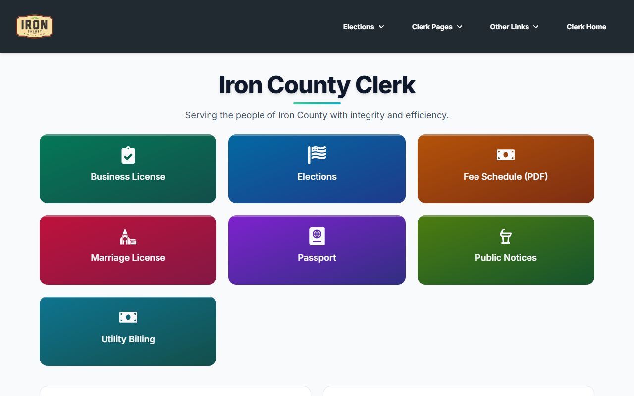 Iron County felony records clerk office website