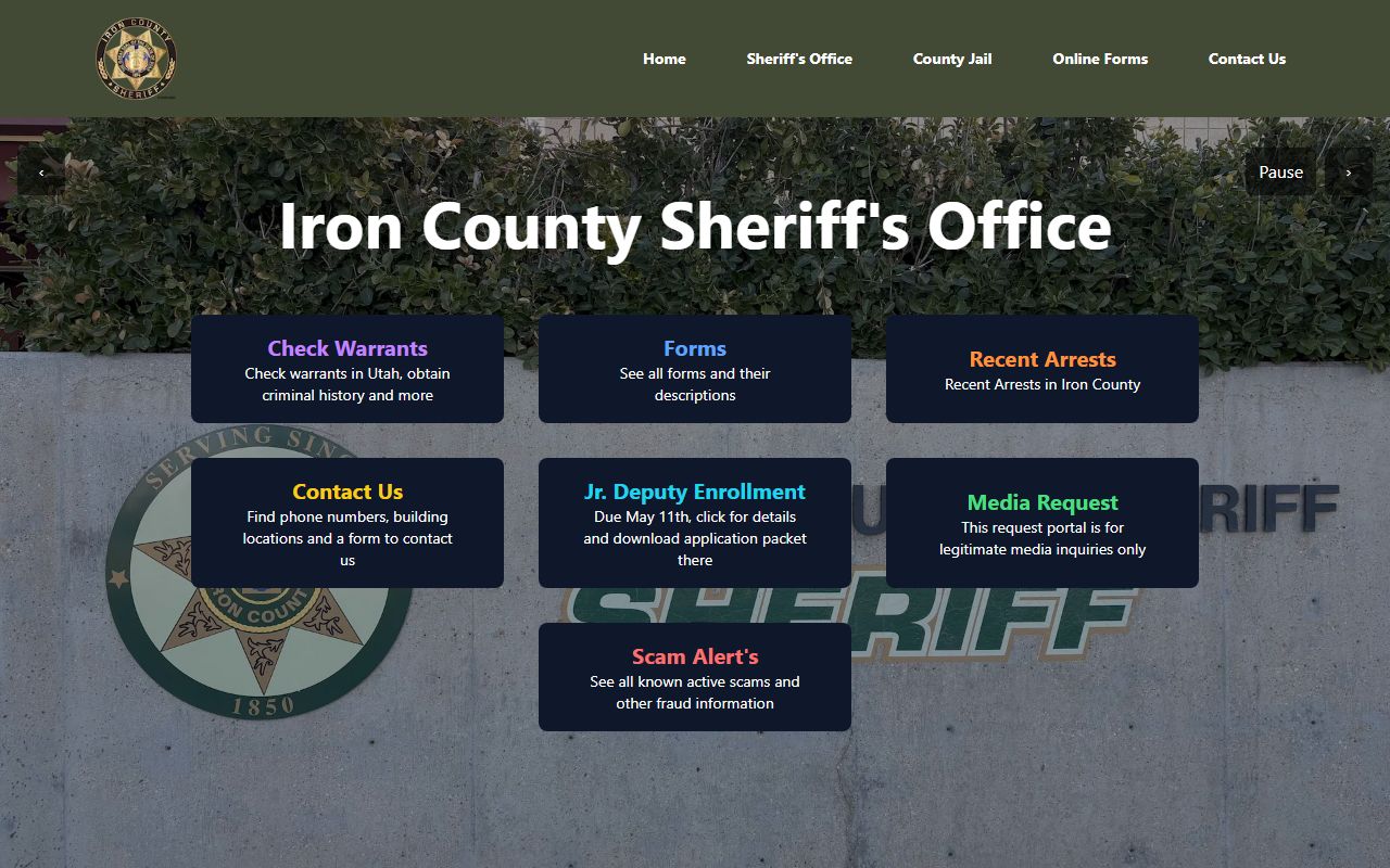 Iron County felony records sheriff office website
