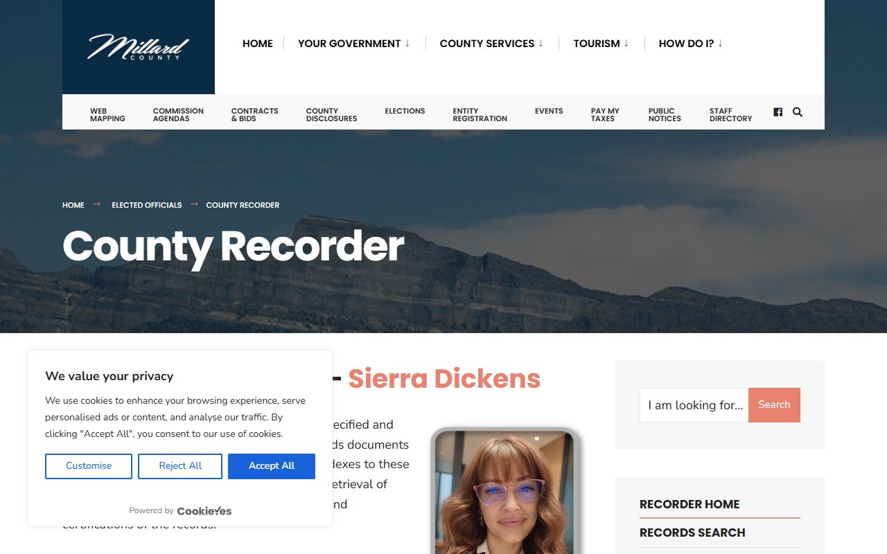 Millard County felony records recorder office website